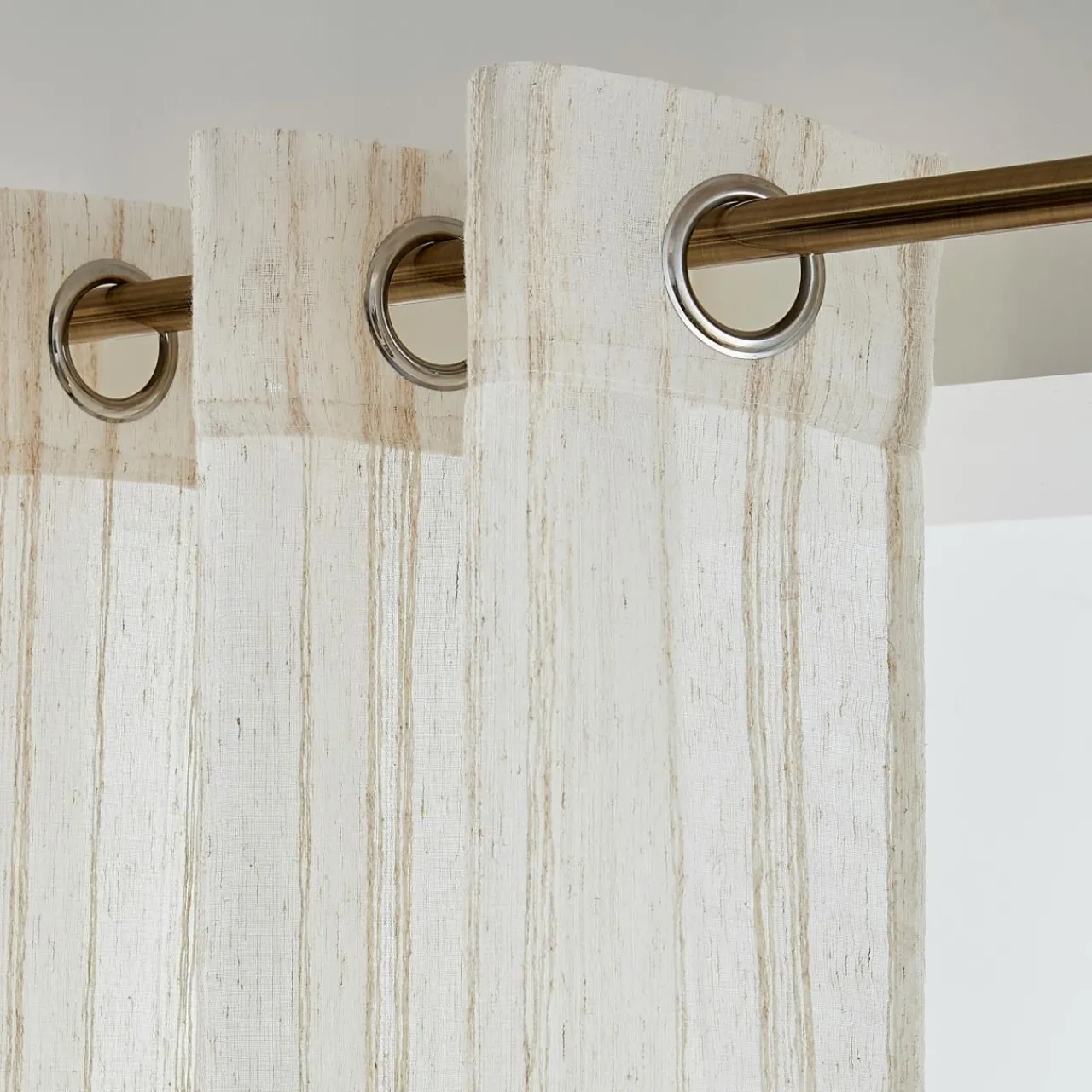 Voilage|EMINZA Voilage œillets (140 x 240 cm) Théo Beige