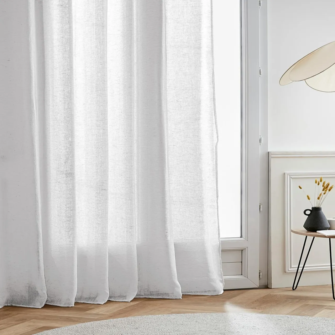Voilage|EMINZA Voilage œillets effet lin (280 x 240 cm) Luca Blanc