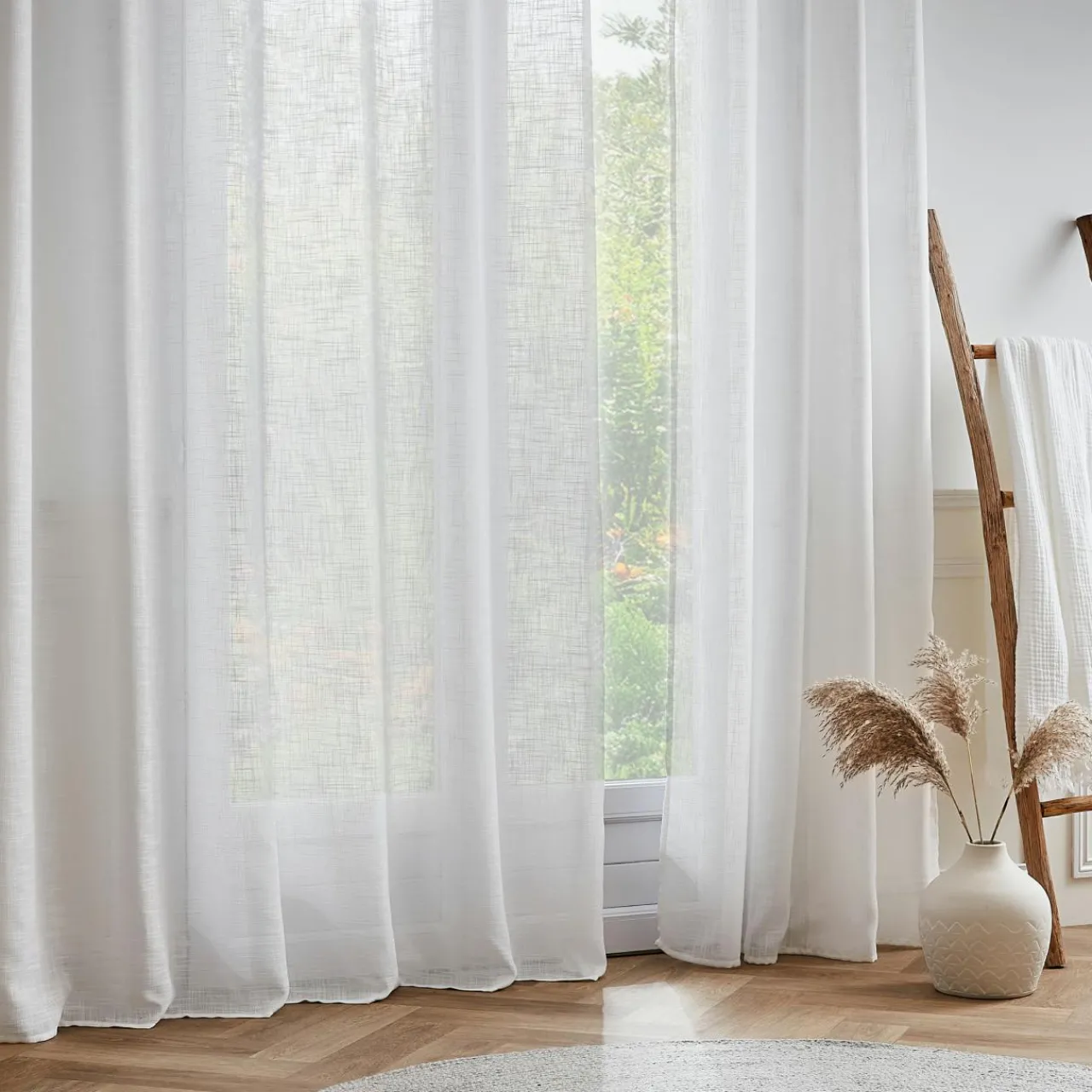 Voilage|EMINZA Voilage œillets effet lin (180 x 240 cm) Robin Blanc