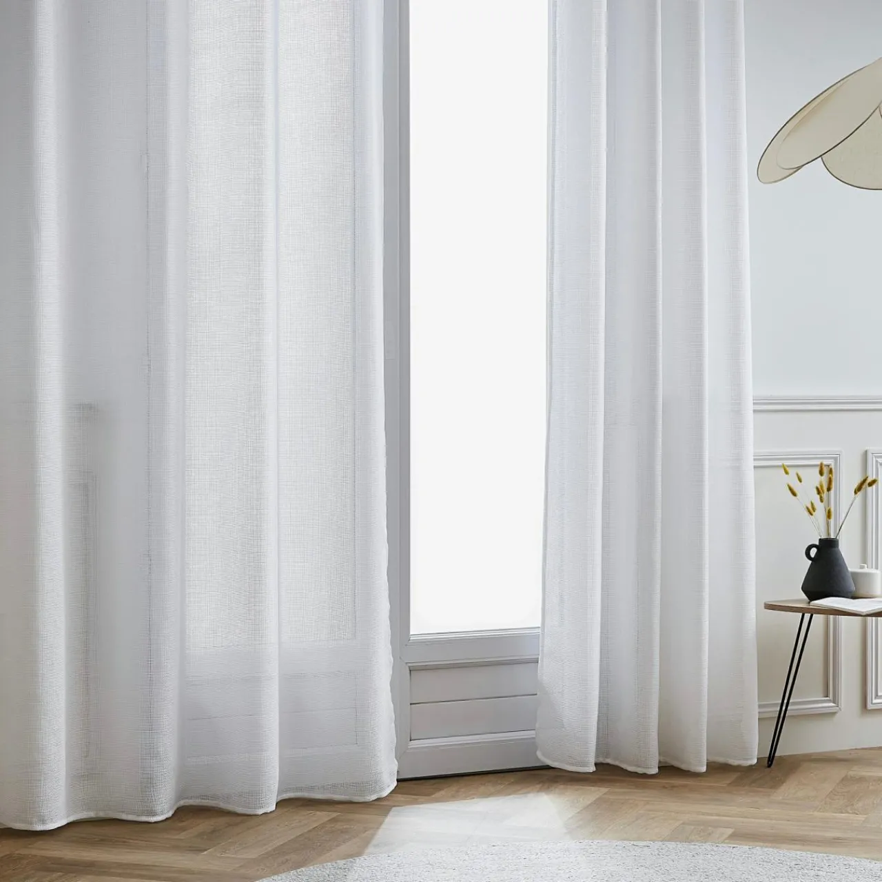 Voilage|EMINZA Voilage œillets effet lin (140 x 280 cm) Luca Blanc