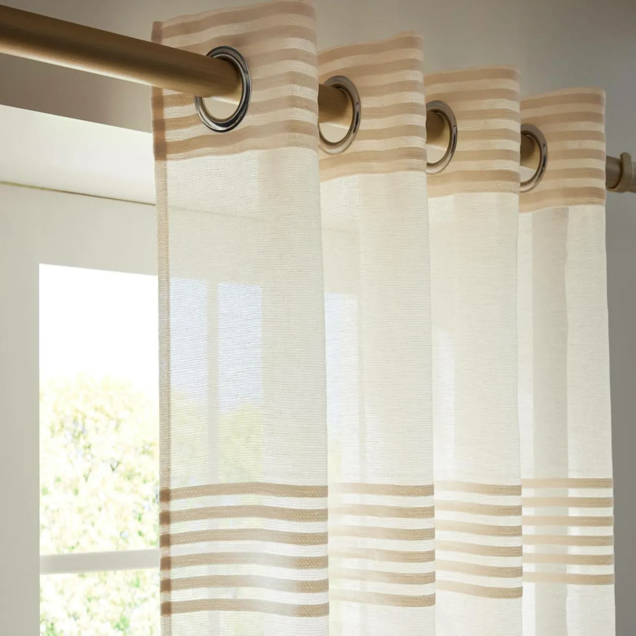 Voilage|EMINZA Voilage oeillets (140 x 240 cm) Noé Beige