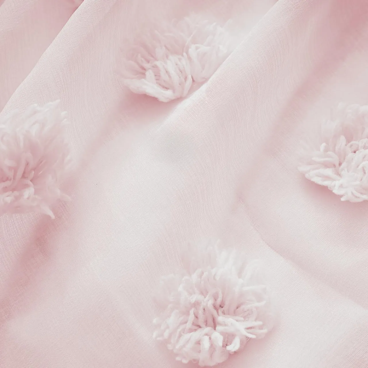 Voilage|EMINZA Voilage oeillets pompons (140 x 240 cm) Suzie Rose