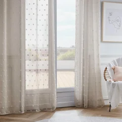 Voilage|EMINZA Voilage oeillets pompons (140 x 240 cm) Emie Beige