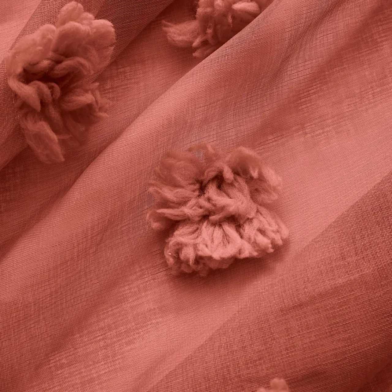 Voilage|EMINZA Voilage oeillets pompons (140 x 240 cm) Suzie Terracotta