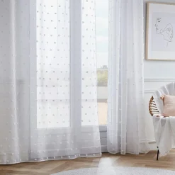 Voilage|EMINZA Voilage oeillets pompons (180 x 240 cm) Emie Blanc