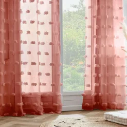 Voilage|EMINZA Voilage oeillets pompons (140 x 280 cm) Suzie Terracotta