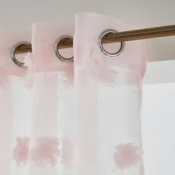 Voilage|EMINZA Voilage oeillets pompons (140 x 280 cm) Suzie Rose